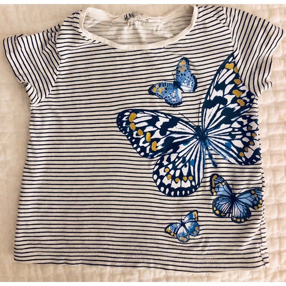 H&M Other - H&M Striped Butterfly T-Shirt toddler 2-4 years H&M Other - H&M Striped Butterfly T-Shirt toddler 2-4 years